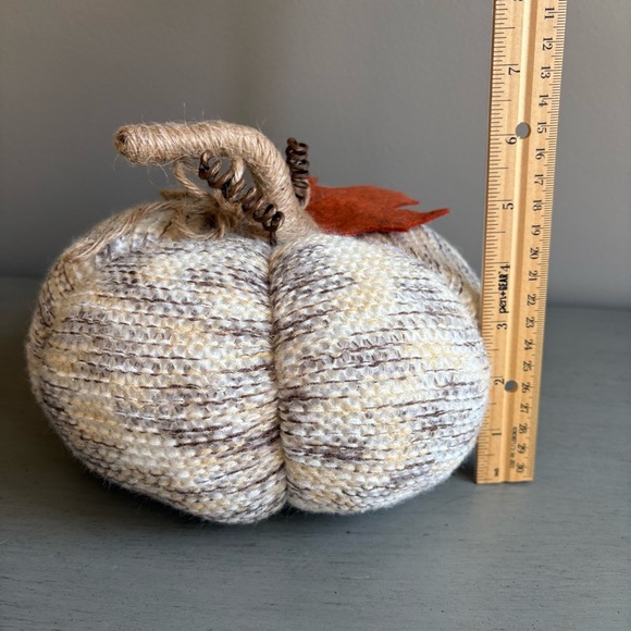 Holiday Halloween Fall Decorative Fabric Pumpkins Set of 3 Gray, White, Cream - Picture 12 of 16